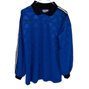 Vintage Adidas Goalie Soccer Jersey Mens Med. Blue Trefoil Goalkeeper Padded 90s